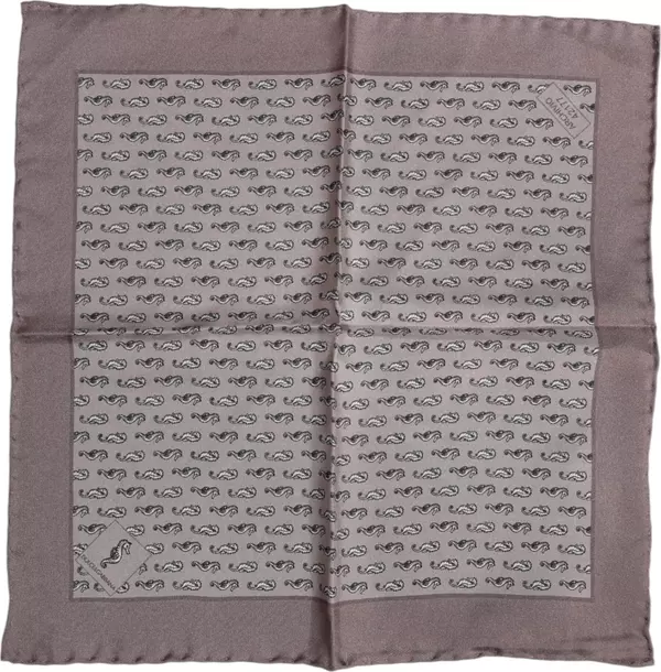 Brown Sea Horse Silk Square Foulard Scarf