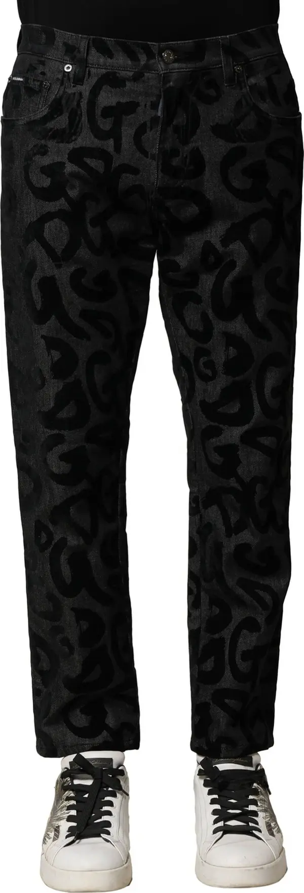 Gray Cotton DG Logo Straight Men Denim Jeans