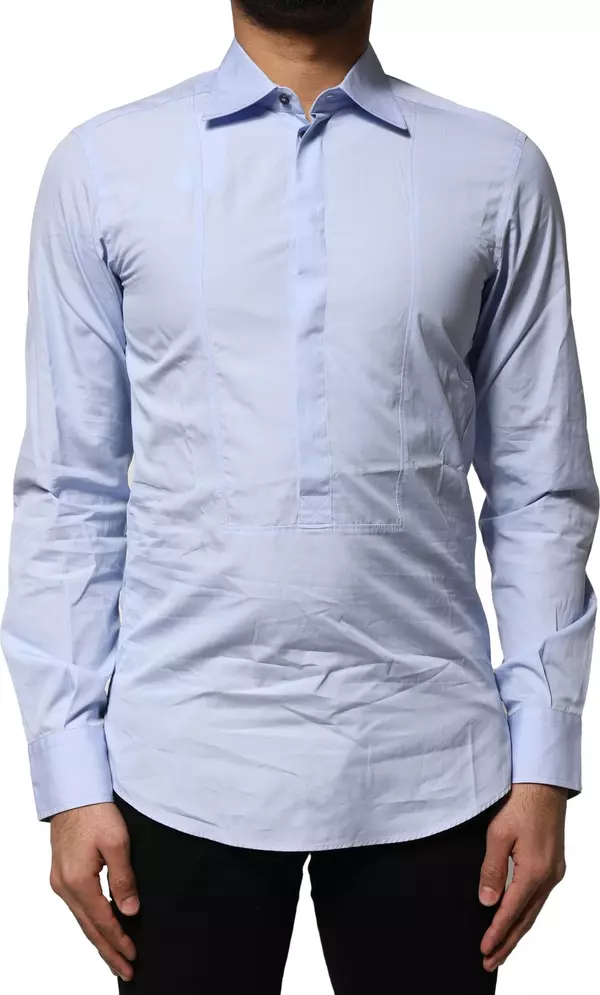Light Blue Cotton Long Sleeves Dress Shirt