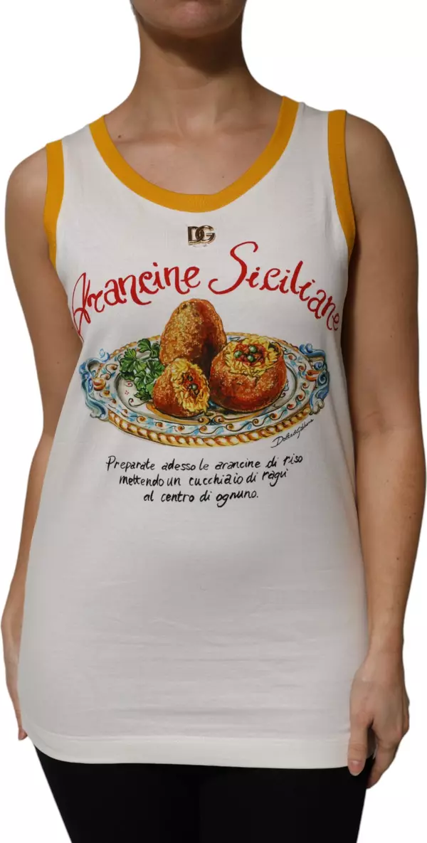 White Araneine Siciliane Sleeveless Tank Top