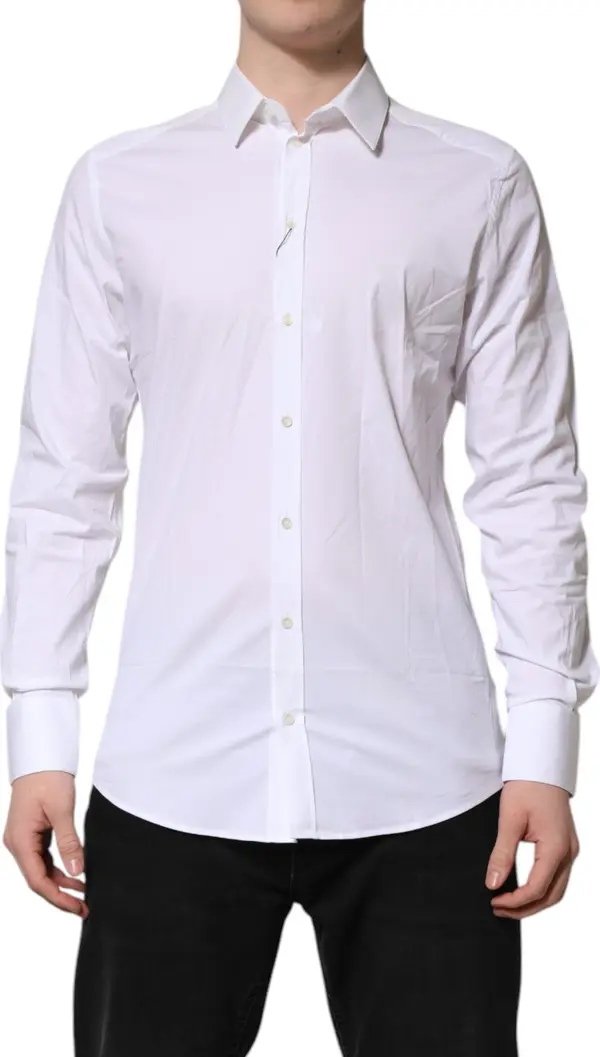 White GOLD Cotton Collared Dress Shirt Top