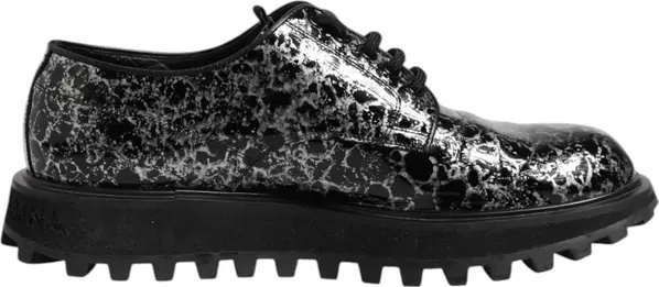 Black White Calfskin Chunky Derby Shoes