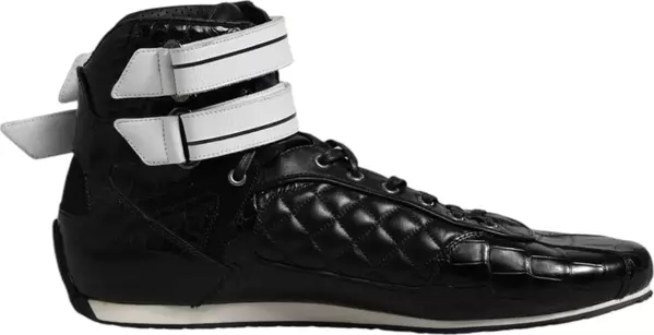 Black Quilted Leather Lace Up Sneakers Shoes