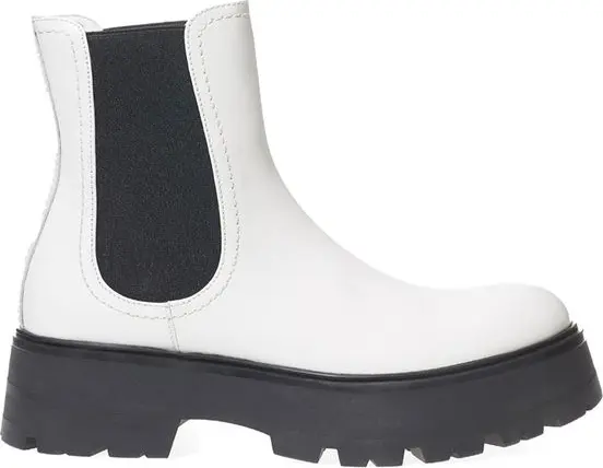 Black And White Leather Chelsea Boots