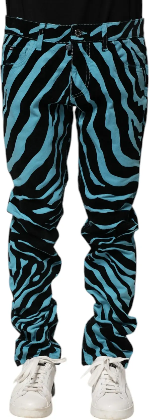 Blue Black Stripes Skinny Denim Jeans