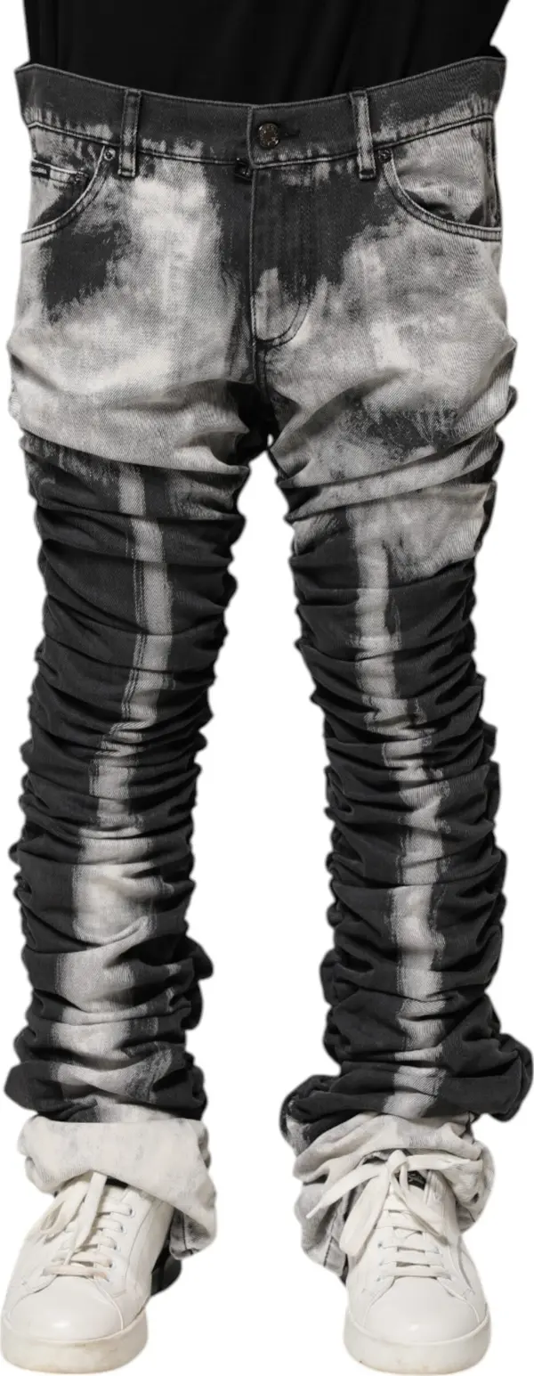 Black Tie Dye Straight Denim Jeans
