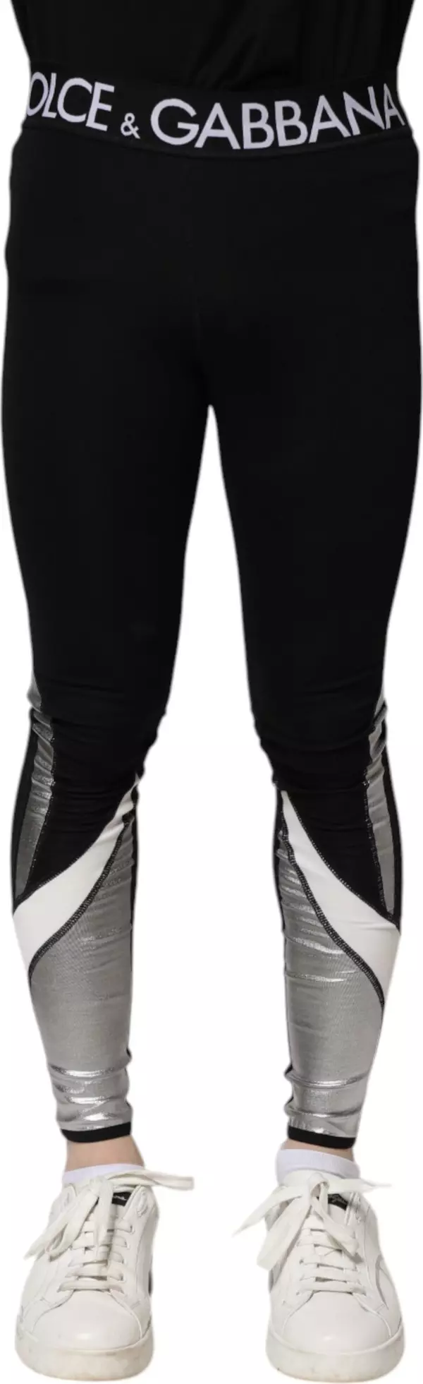 Black Silver Nylon Skinny Men Leggings Pants