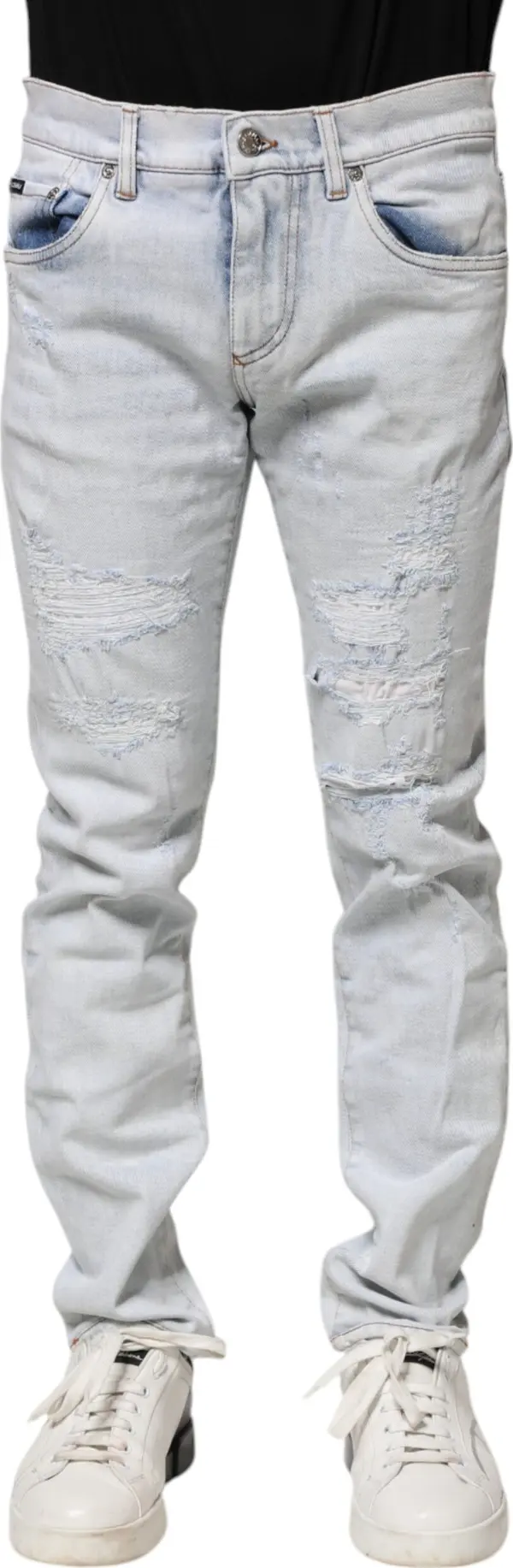 Light Blue Tattered Skinny Denim Jeans