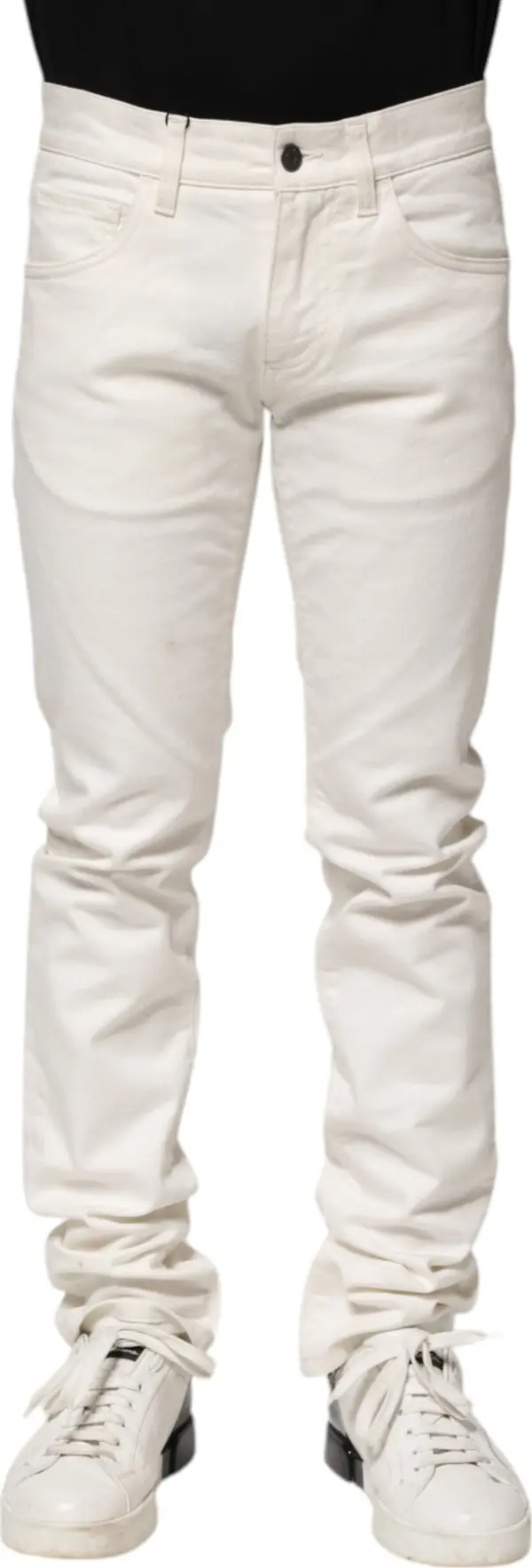 White Cotton Skinny Men Denim Jeans