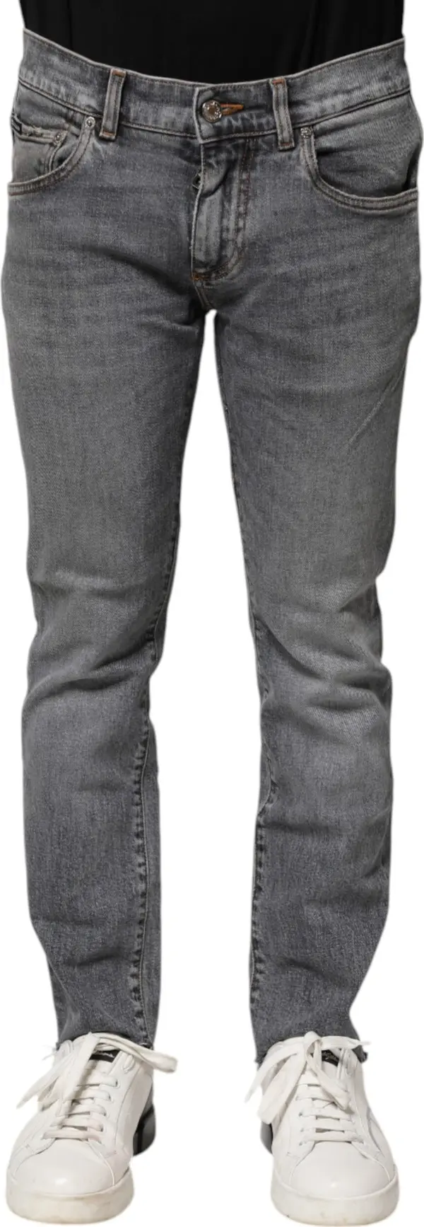 Gray Cotton Skinny Men Denim Jeans
