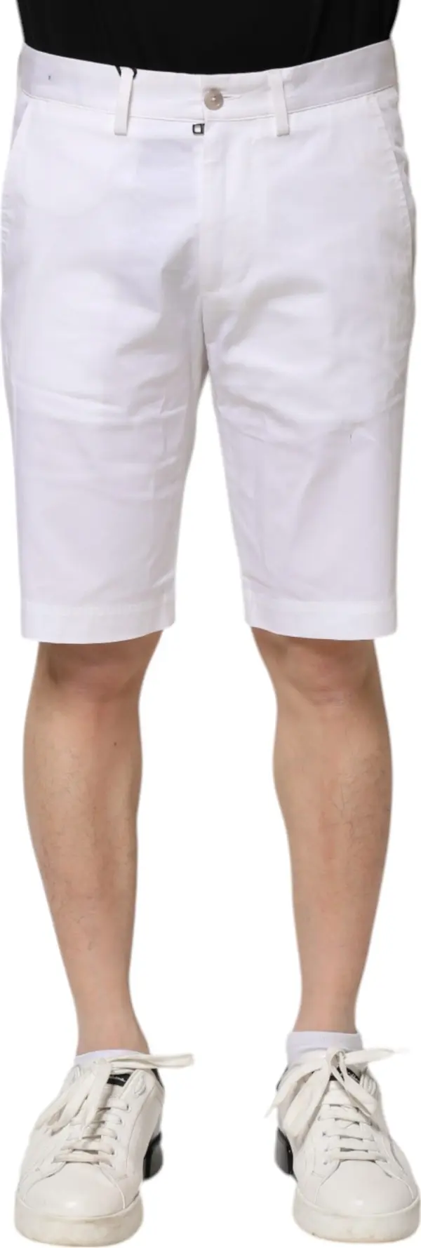 White Cotton Stretch Men Denim Bermuda Shorts