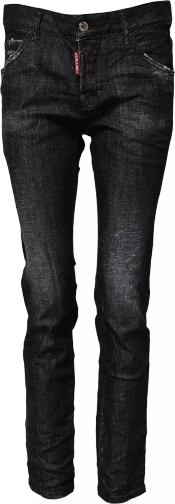 Black Washed Cotton Mid Waist Skinny Jeans