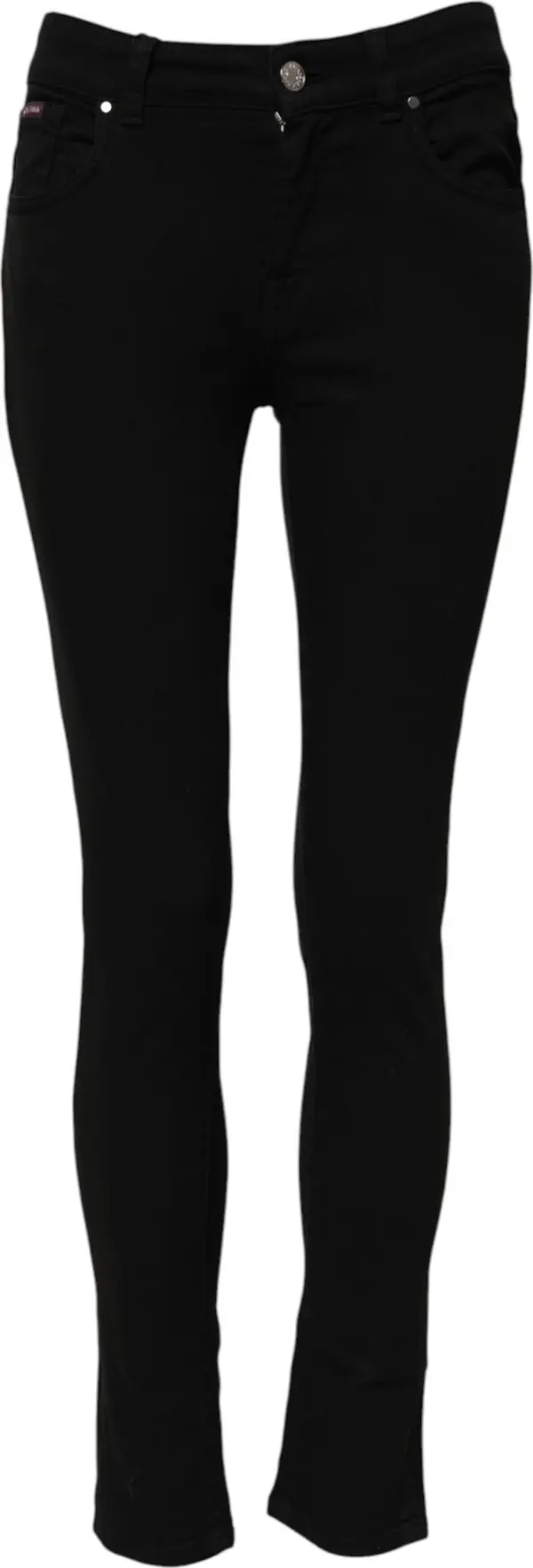 Black Skinny Cotton Mid Waisted Denim Jeans