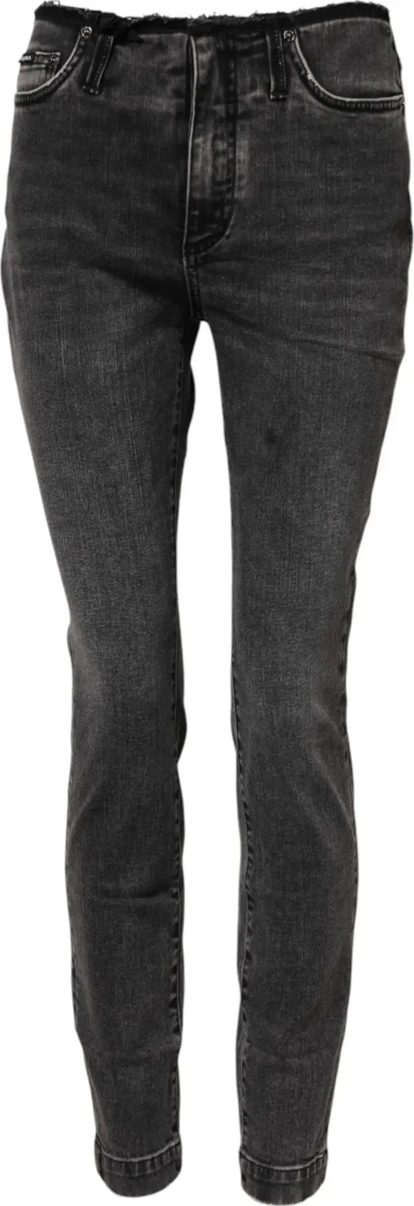 Gray Skinny Cotton Mid Waisted Denim Jeans