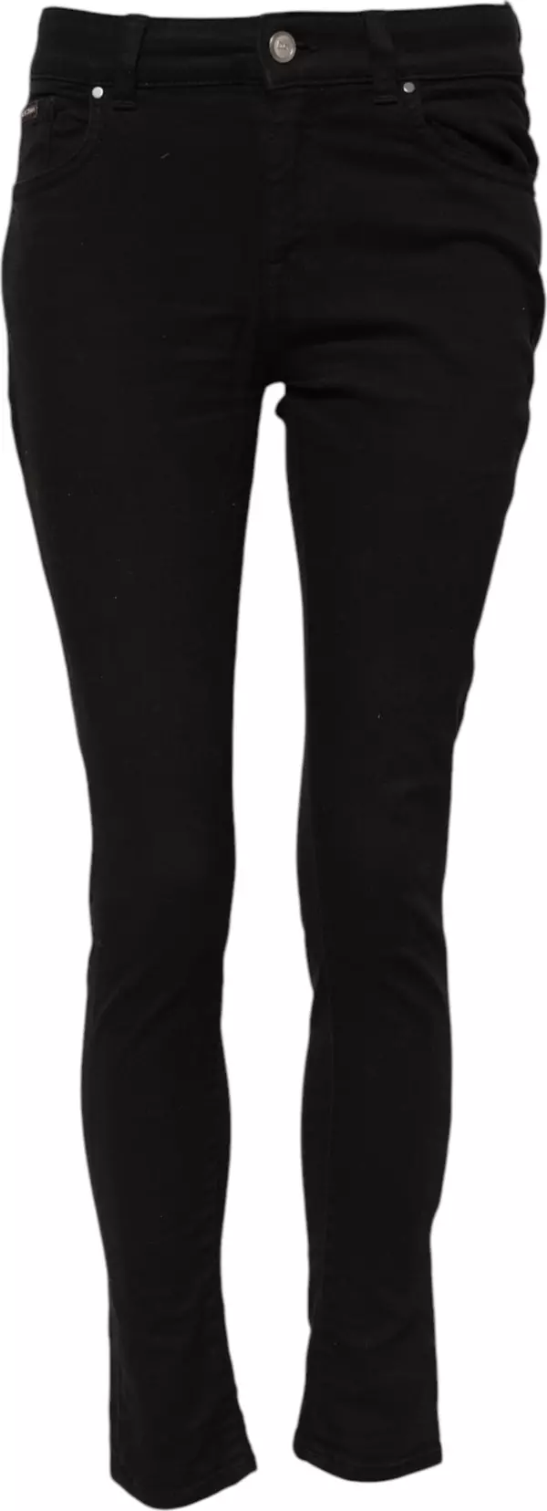 Black Skinny Cotton Mid Waisted Denim Jeans