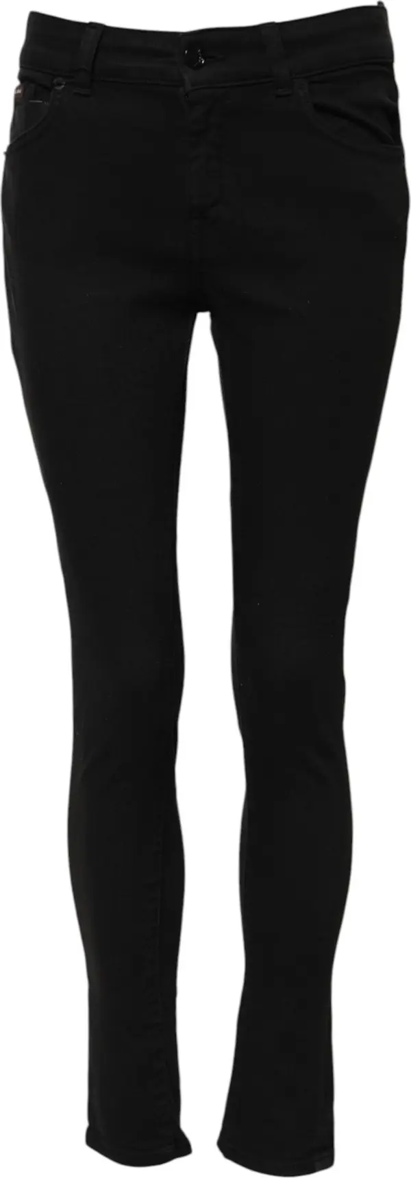 Black Cotton Skinny Mid Waisted Denim Jeans