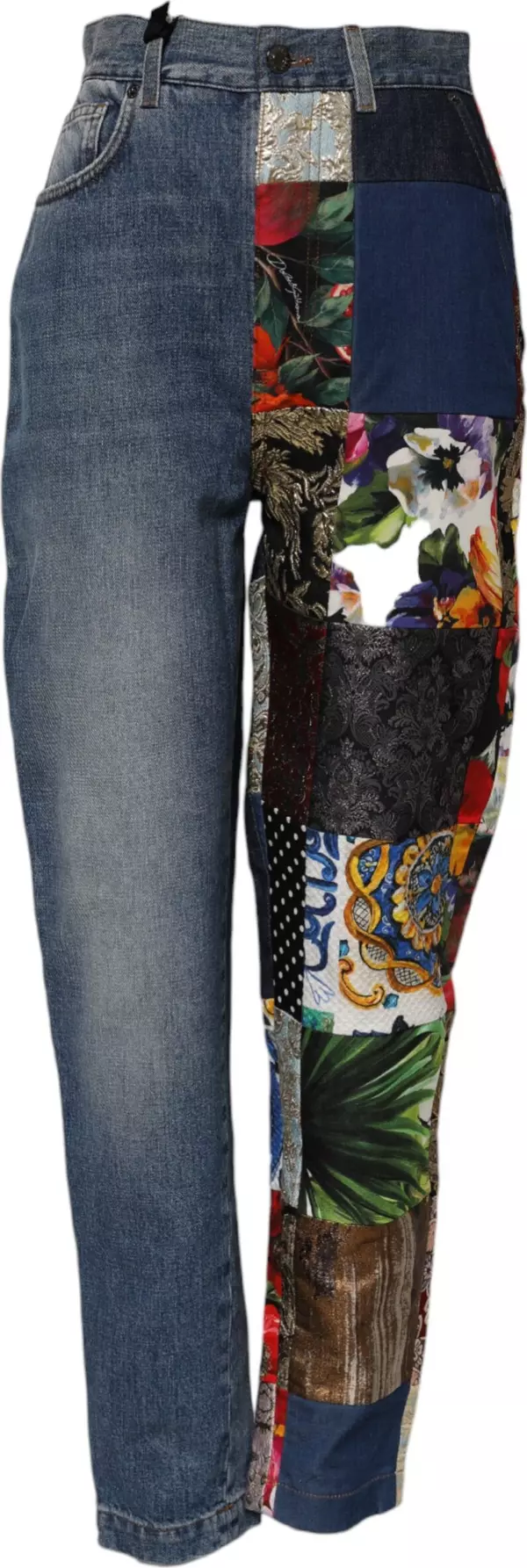 Blue AMBER Patchwork High Waist Denim Jeans