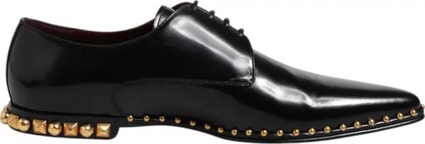 Black Leather Studded Derby Men Dress Shoes