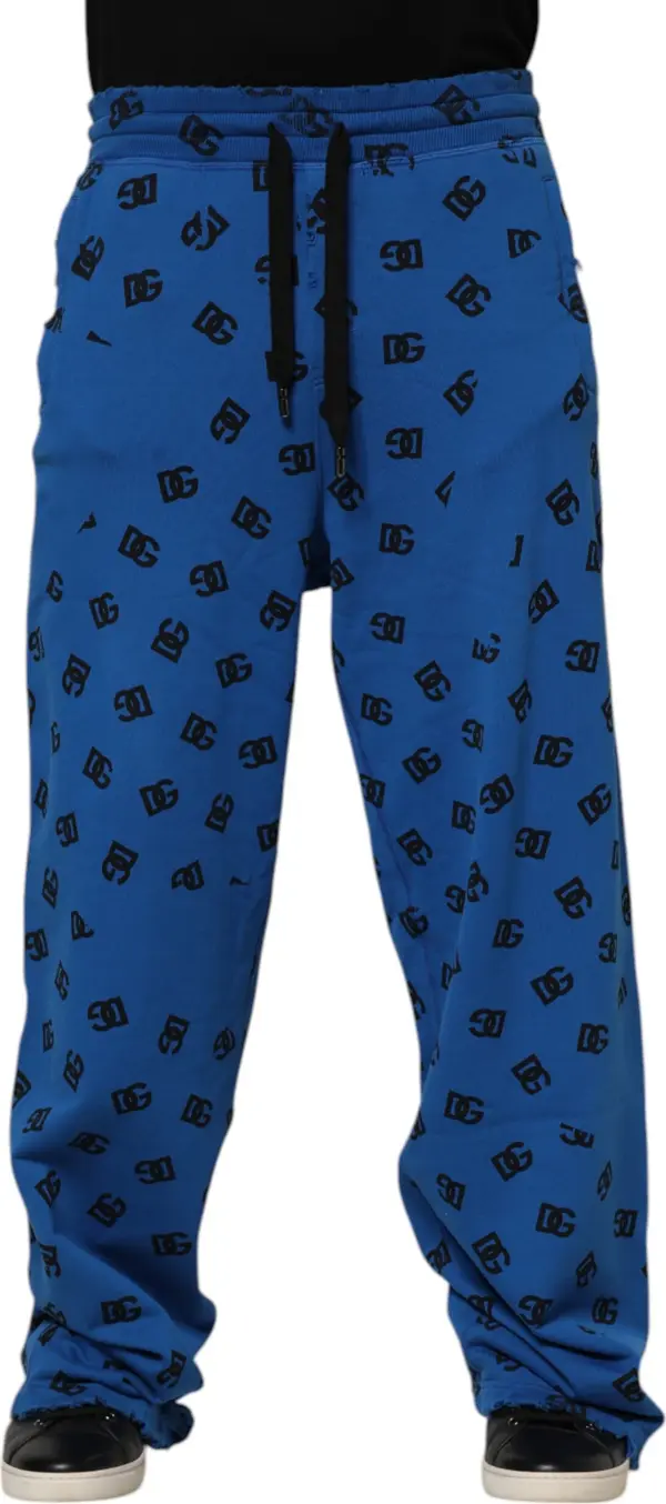 Blue Logo Print Jogger Men Sweatpants Pants