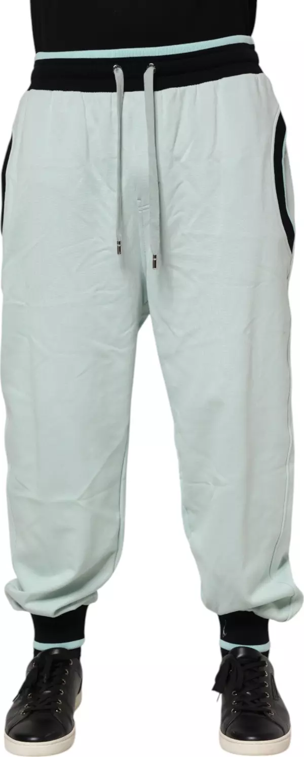 Light Green Cotton Men Jogger Sweatpants Pants