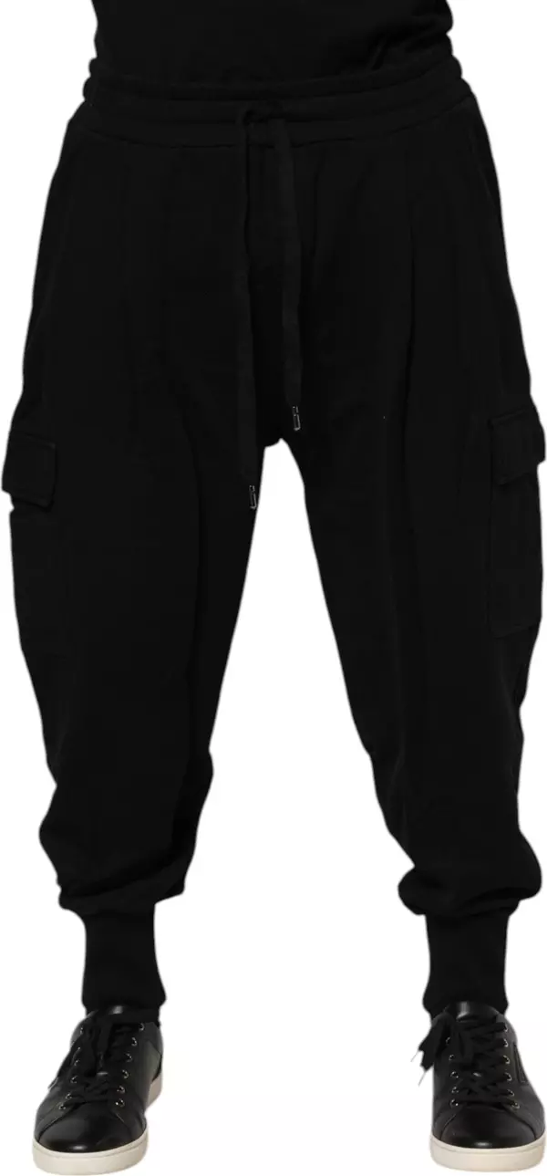 Black Cotton Logo Jogger Sweatpants Pants