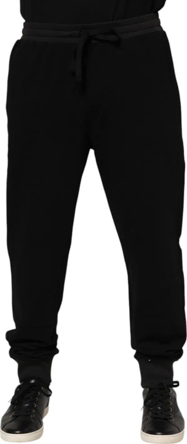 Black Cotton Crown Jogger Sweatpants Pants