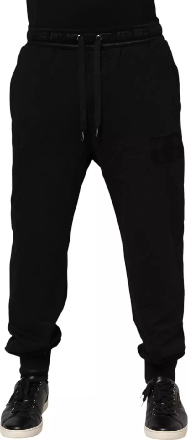 Black Cotton Drawstring Jogger Pants