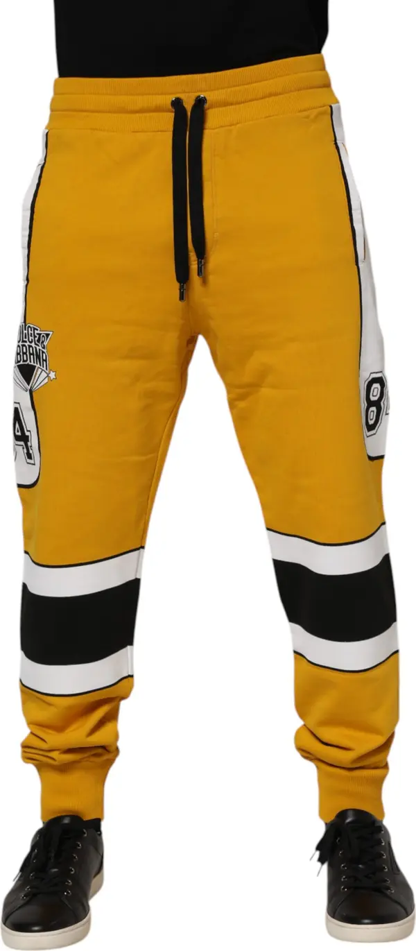 Yellow Cotton Logo Jogger Sweatpants Pants