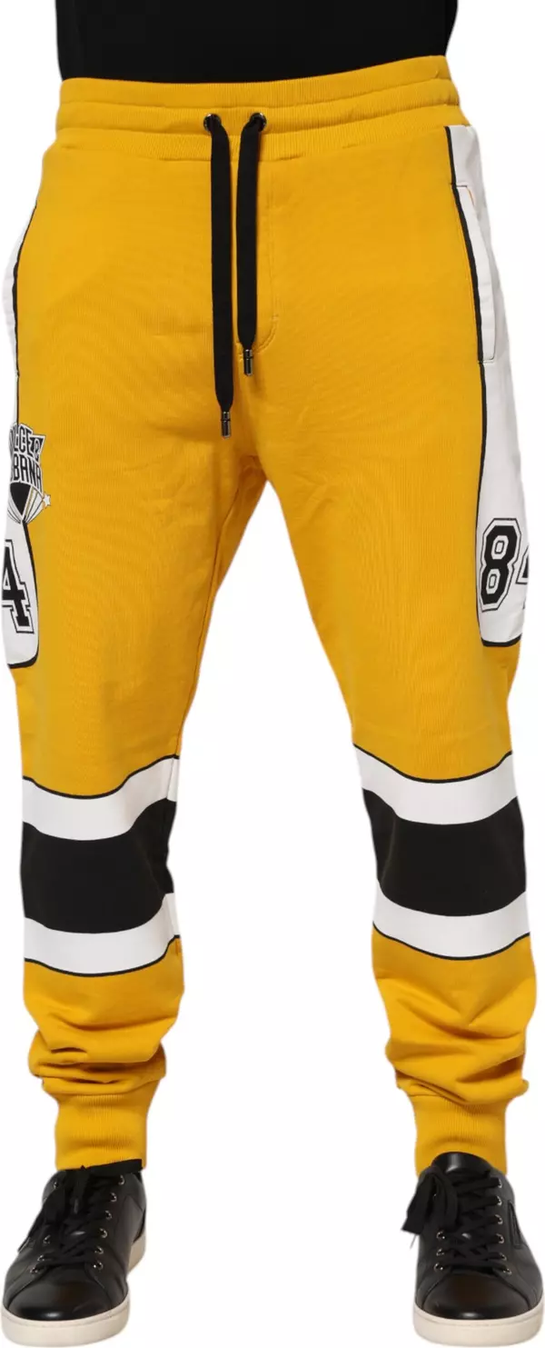 Yellow Cotton Drawstring Jogger Pants
