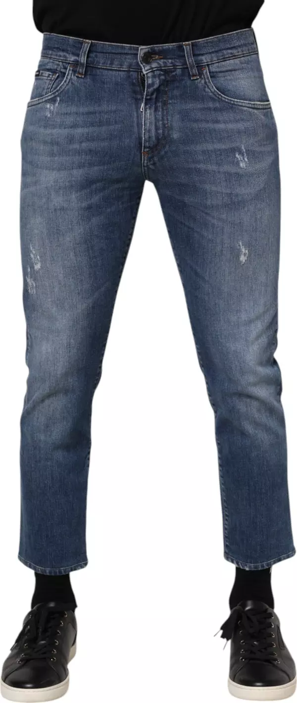 Blue Cotton Logo Plaque Denim Jeans