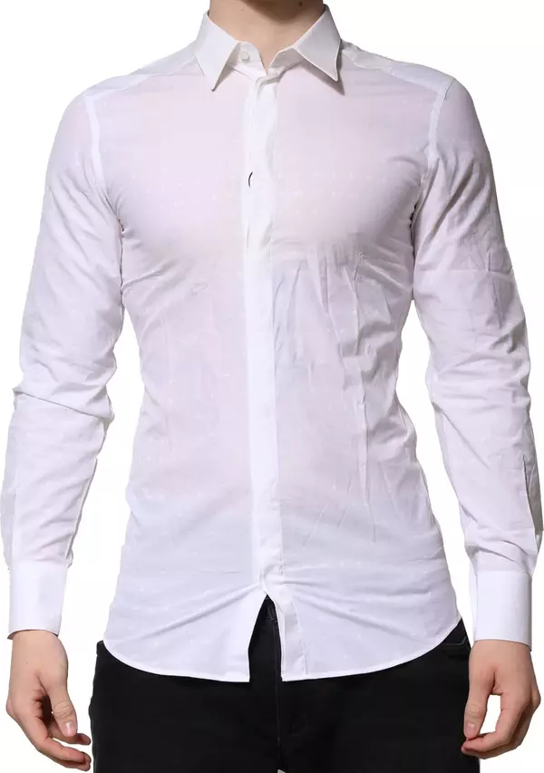White Cotton GOLD Dress Formal Shirt
