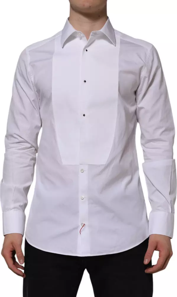 White Bib Cotton Poplin GOLD Formal Shirt