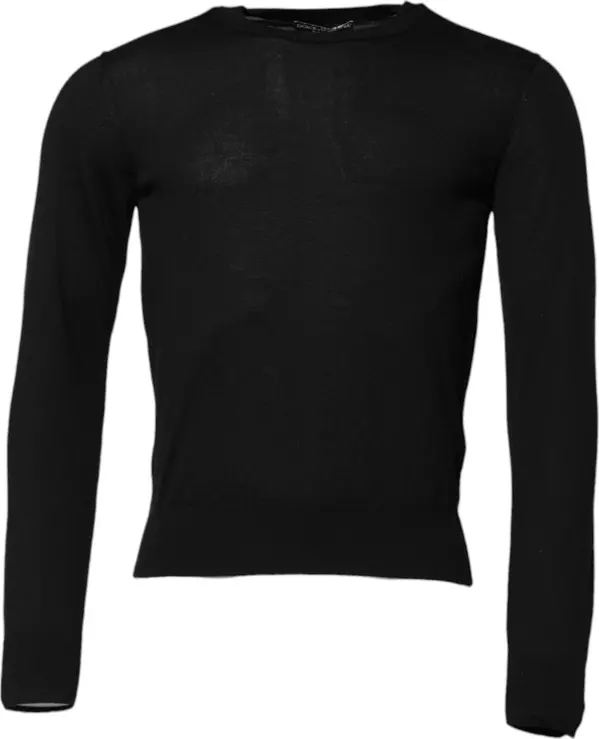 Black Cashmere Crew Neck Long Sleeves T-shirt