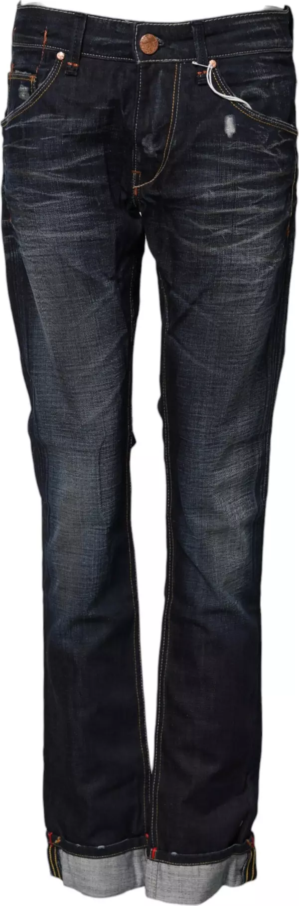 Blue Washed Cotton Mid Waist Flared Denim Jeans