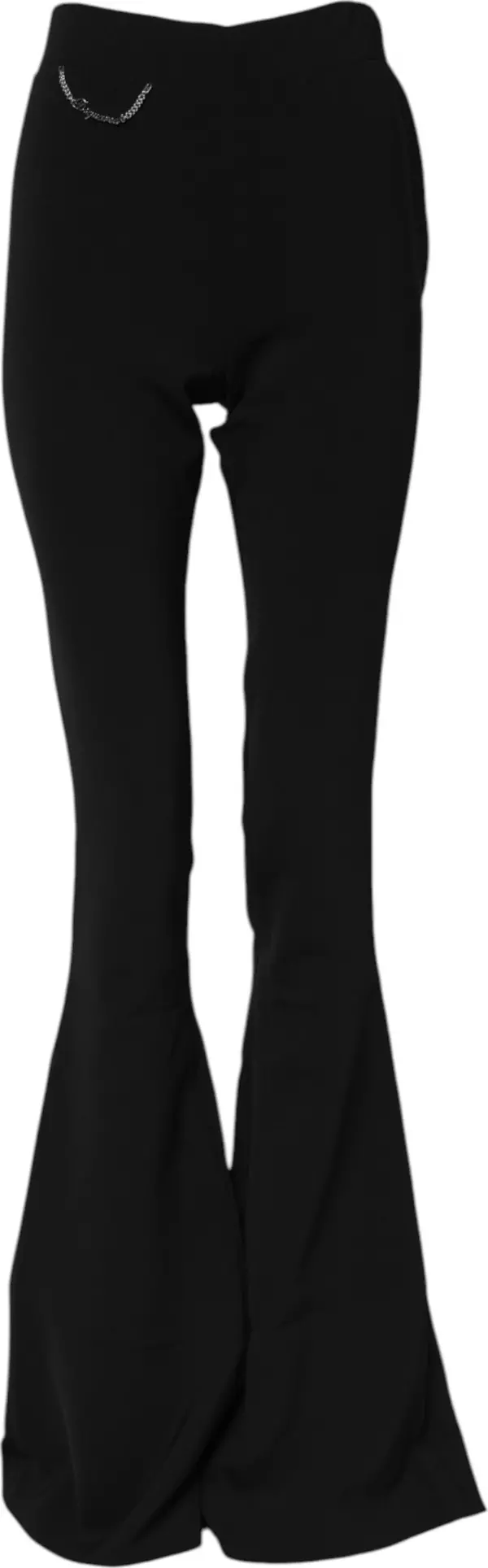 Black Polyester High Waisted Flared Pants