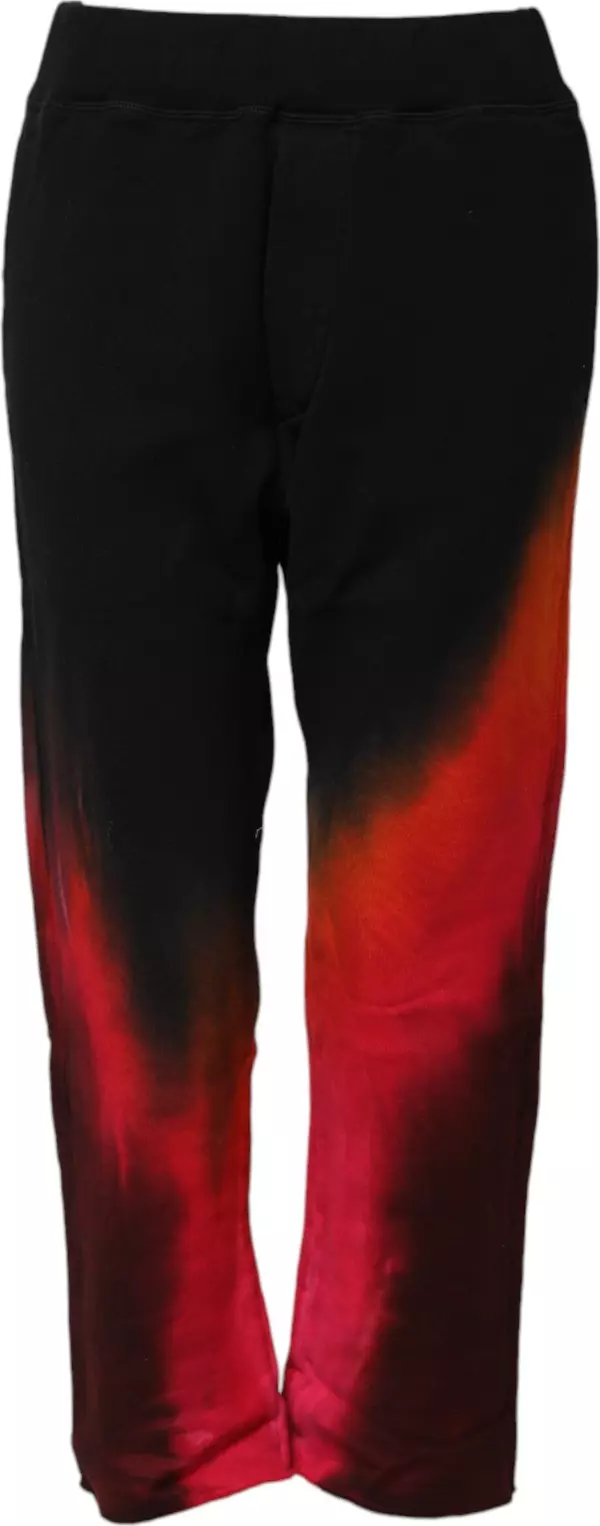 Black Red Cotton Straight Fit Jogger Pants