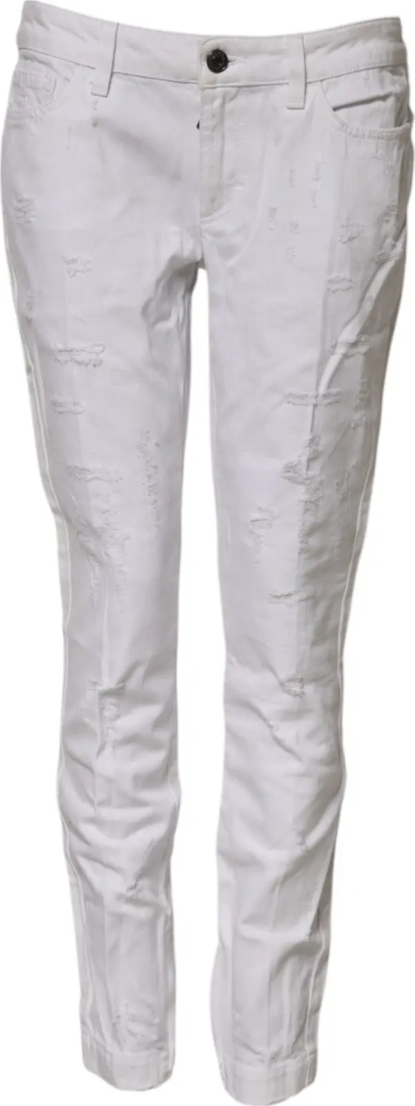 White Cotton Mid Waisted Women Denim Jeans