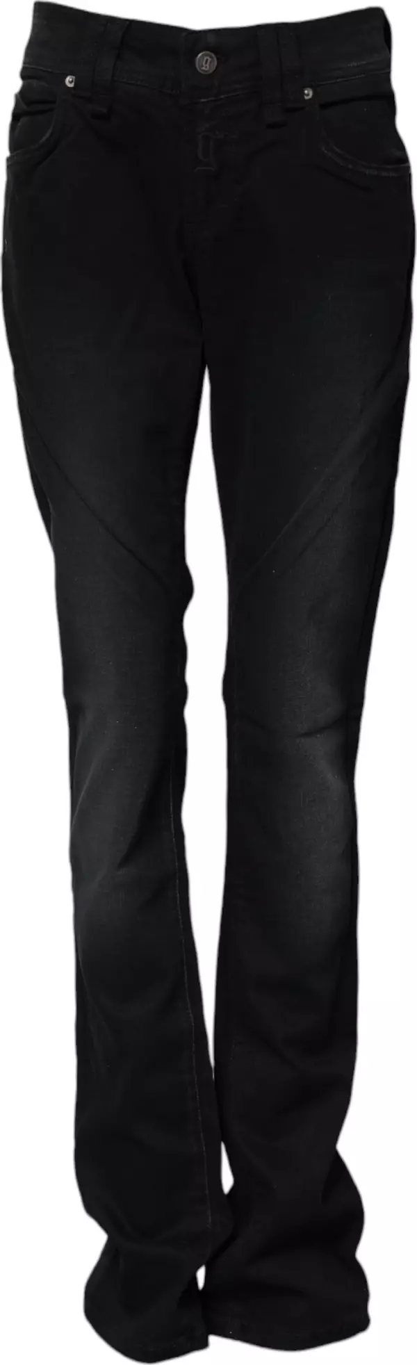 Black Cotton Mid Waist Tapered Denim Jeans