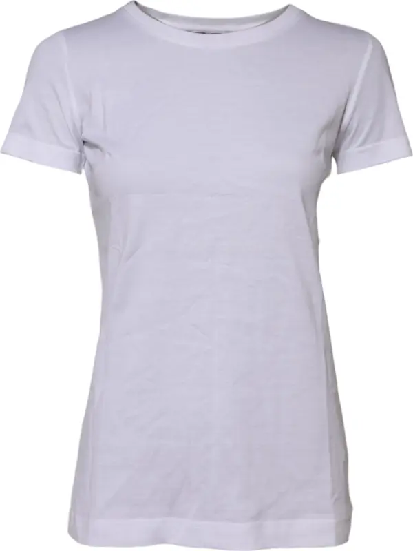 White Cotton Short Sleeves Round Neck T-shirt