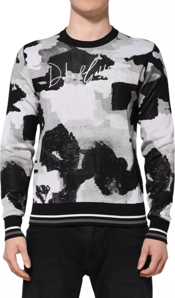 Multicolor Silk Camouflage Pullover Sweater
