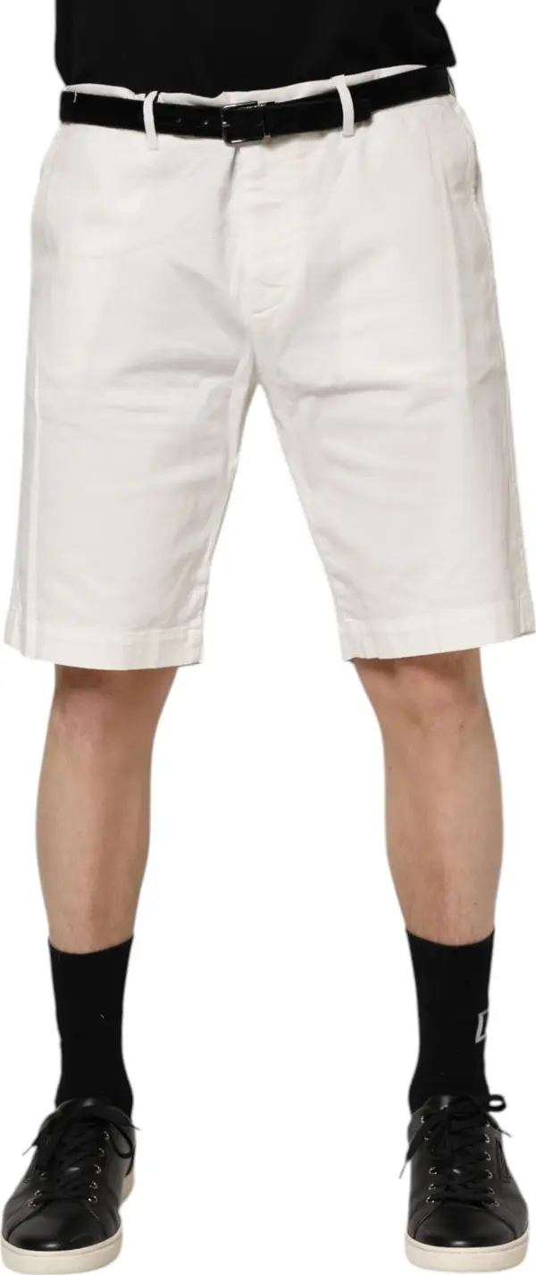 White Chinos Cotton Stretch Men Casual Shorts