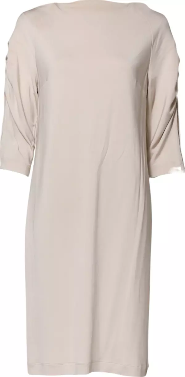 Ivory Viscose Sheath Knee Length Dress