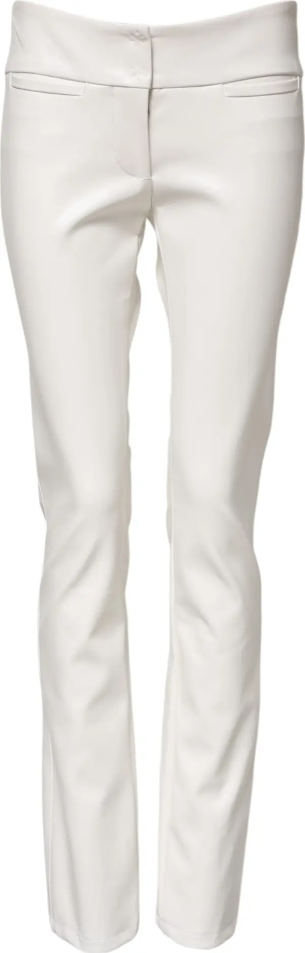 White Polyurethane High Waist Tapered Pants