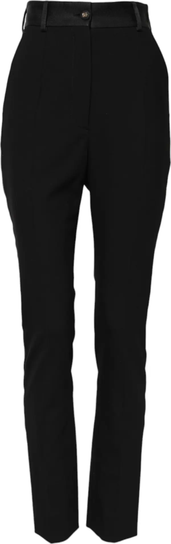 Black Wool High Waist Skinny Pants