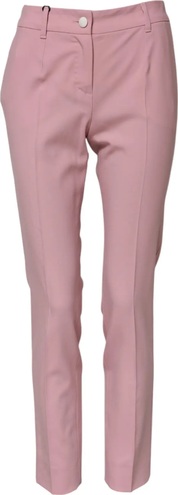 Pink Wool High Waist Tapered Pants