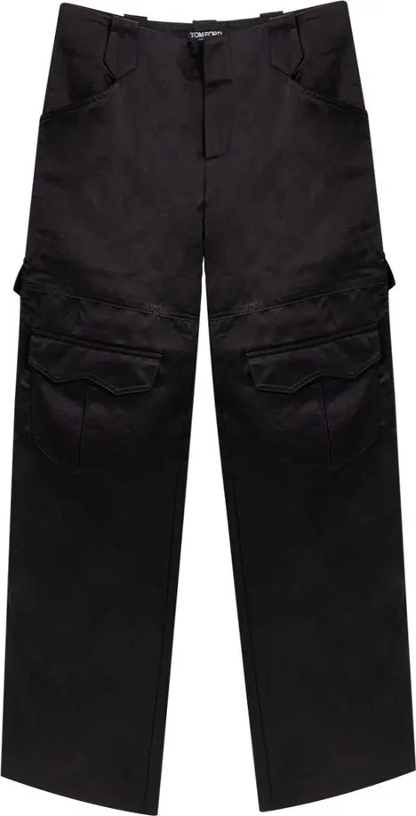 Black Viscose Cargo Pants
