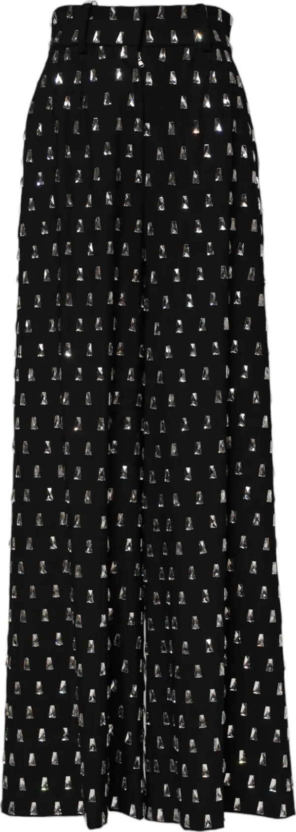 Black Crystal Embellished Wide Leg Pants