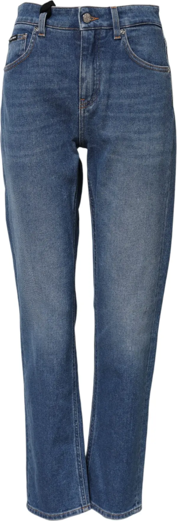 Blue Cotton High Waist Tapered Denim Jeans