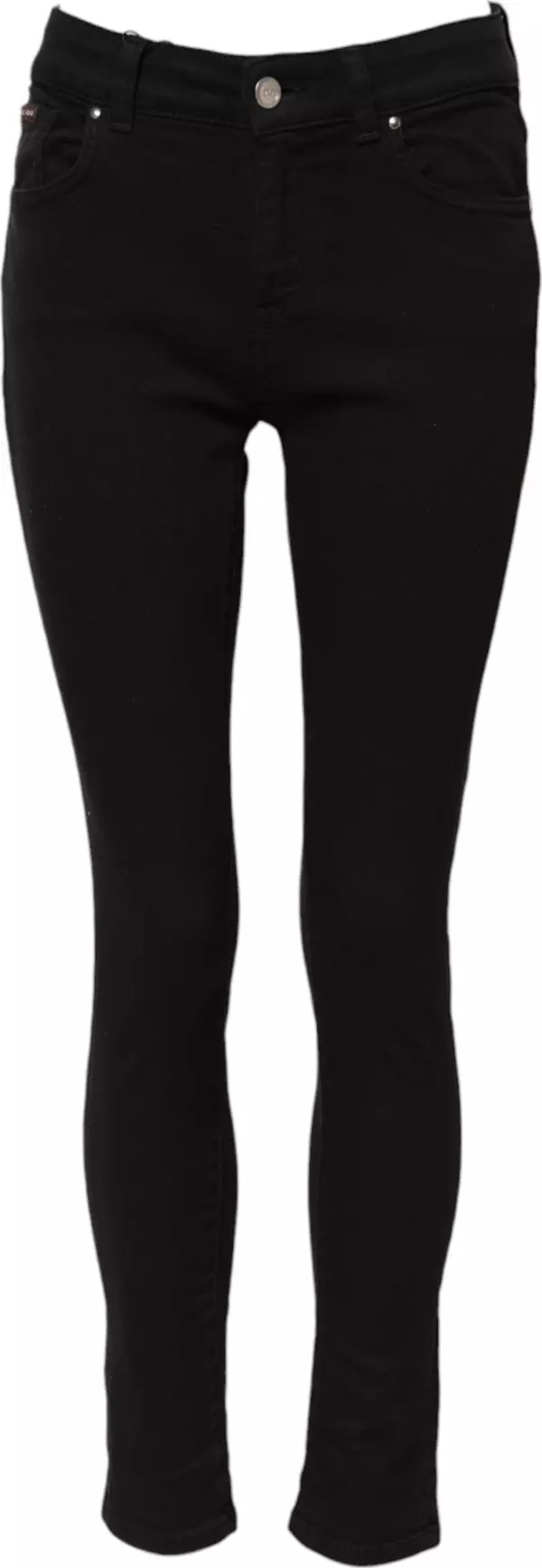 Black Cotton Logo Skinny MidWaist Denim Jeans