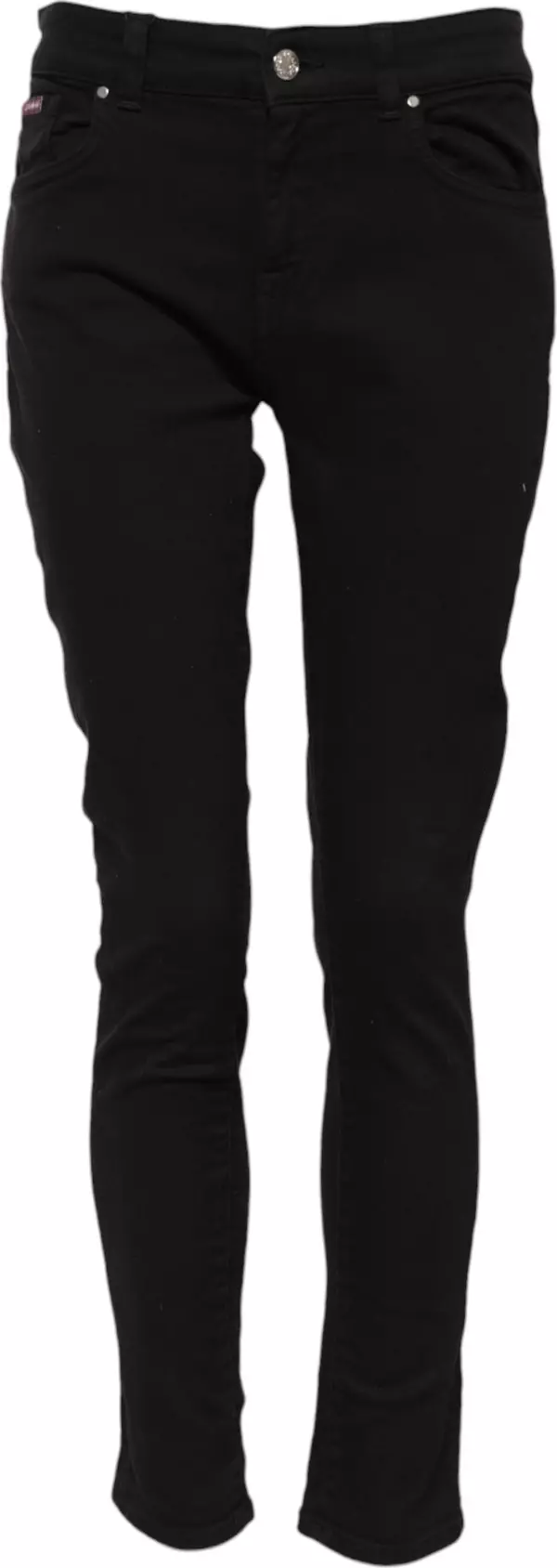 Black Cotton Logo Skinny Mid Waist Denim Jeans
